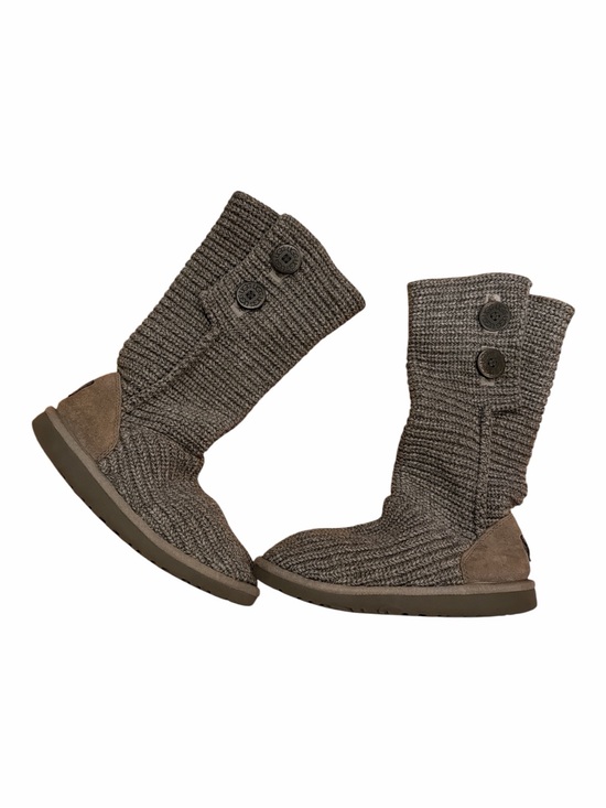 UGG Shoes - UGG Taupe Knit Button-Accent Moccasin Boots